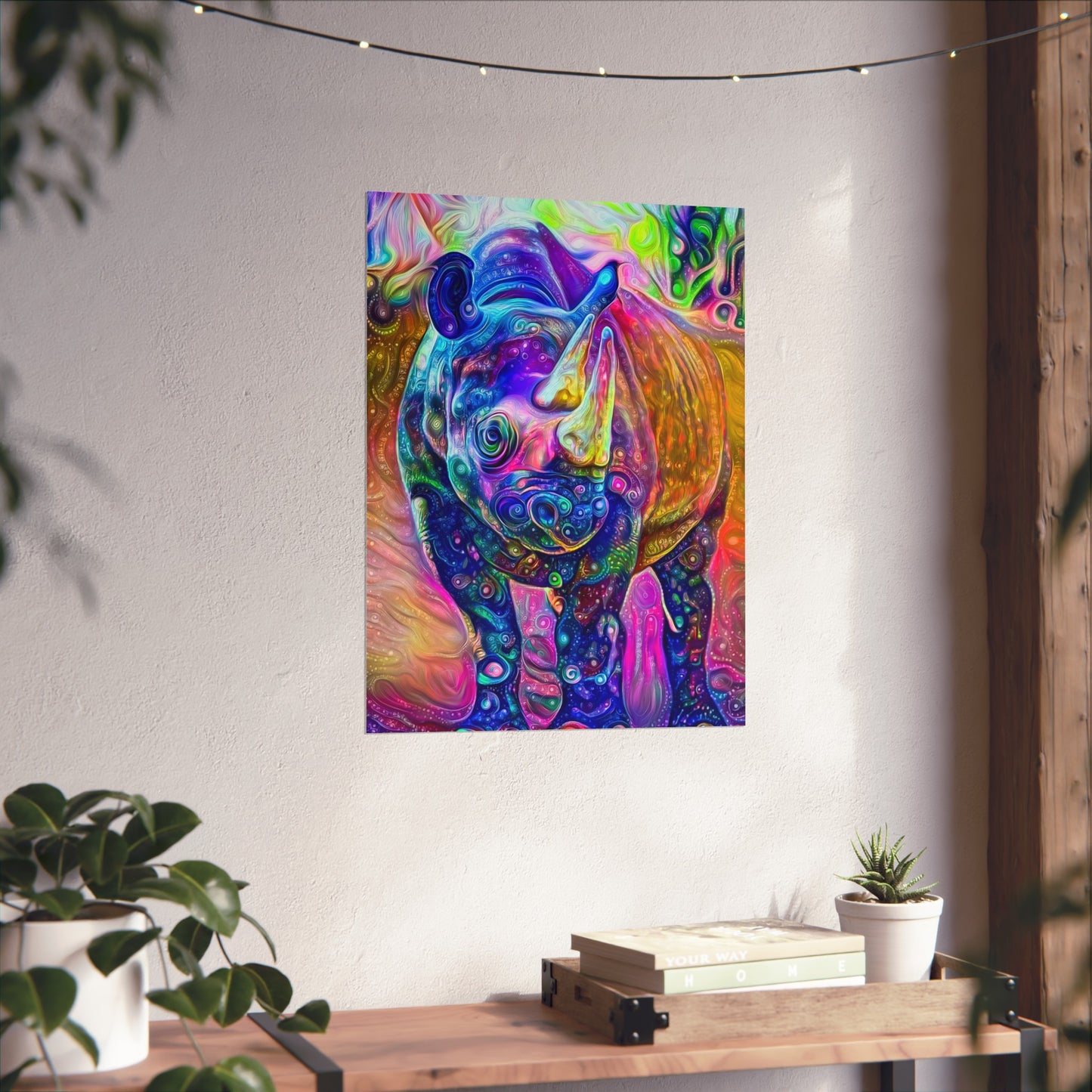 Rad Rainbow Rhino Premium Matte vertical posters