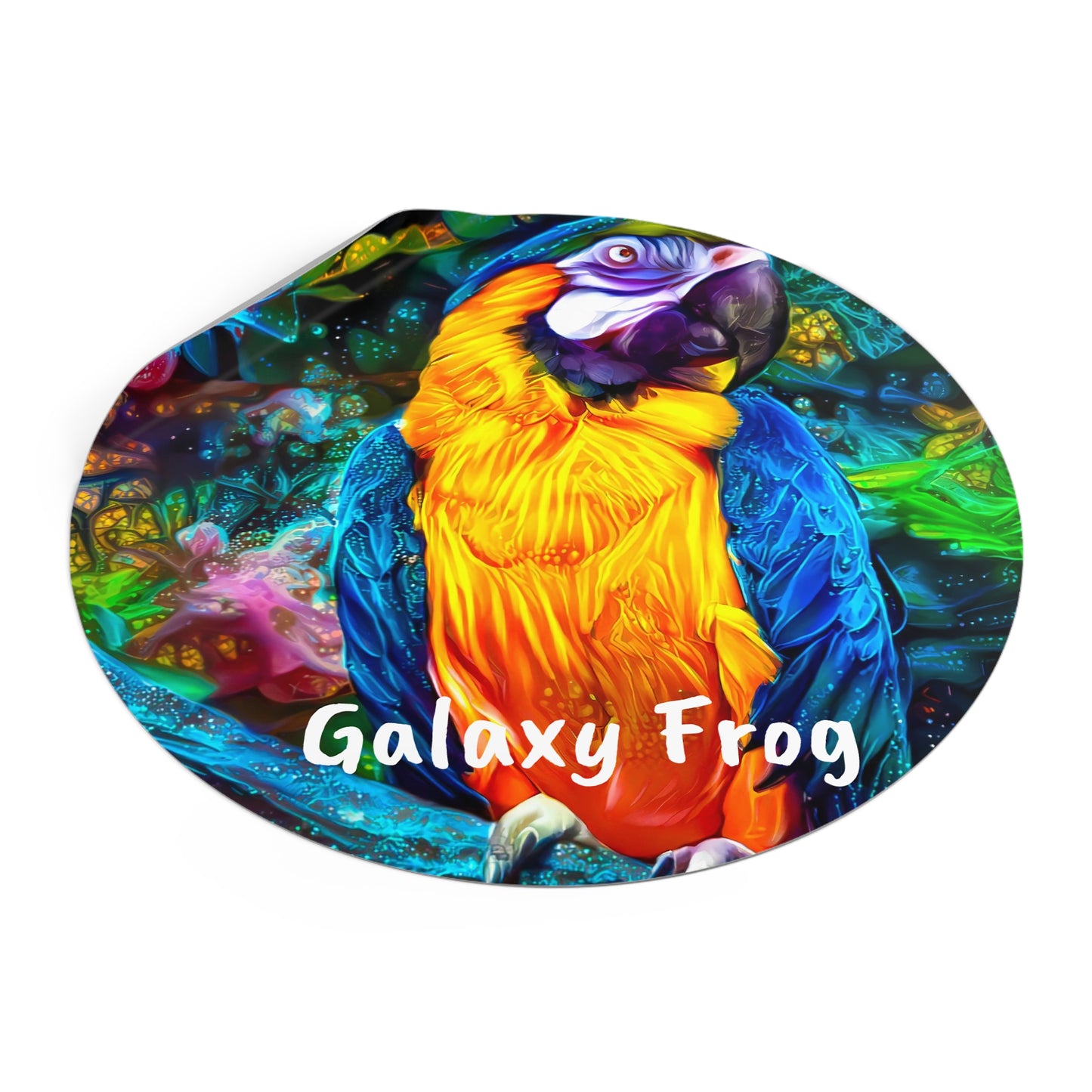 Galaxy Frog Parrot Round Vinyl Stickers