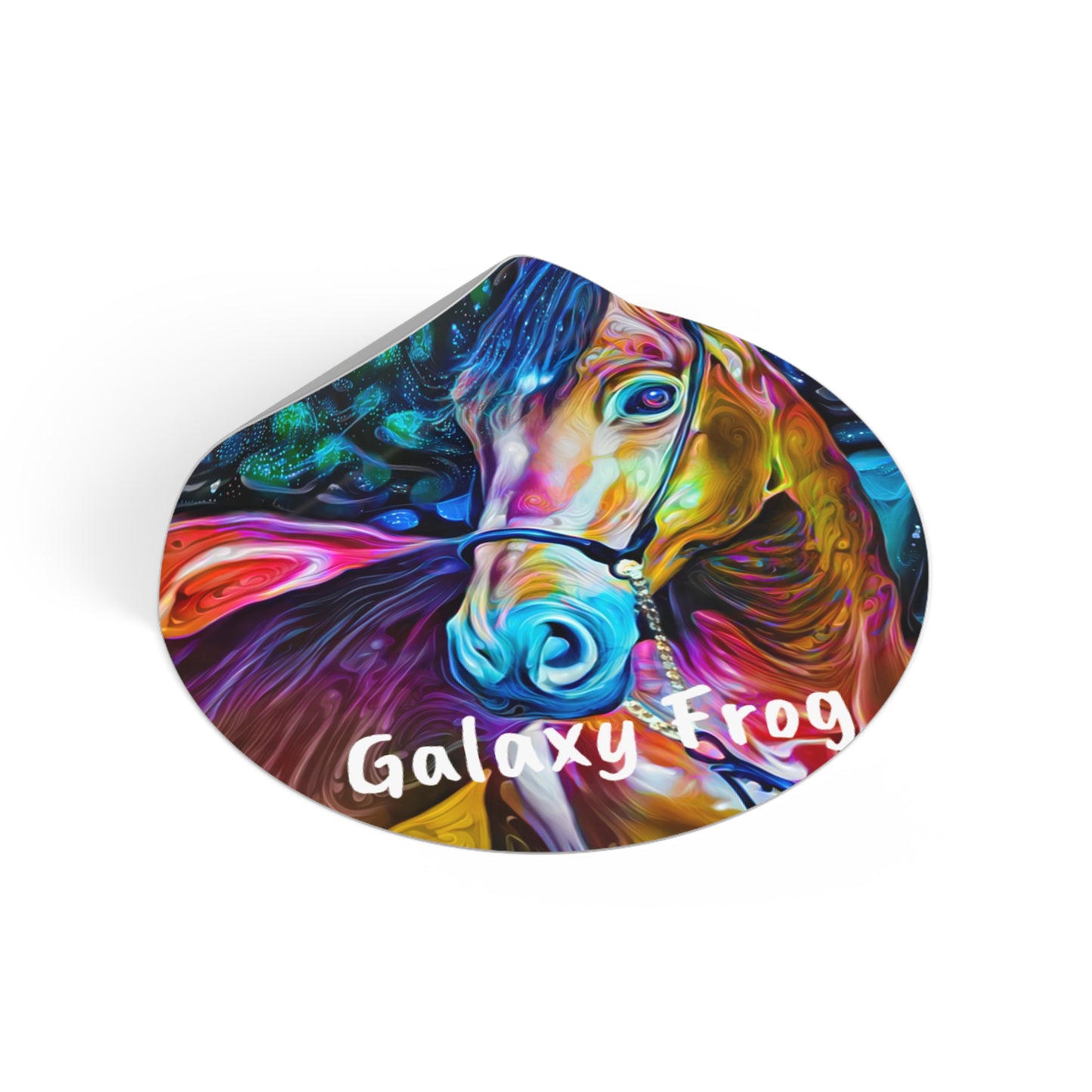 Galaxy Frog Horse 2 Round Vinyl Stickers