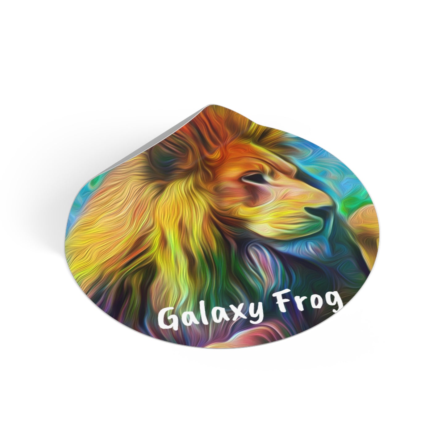 Galaxy Frog Lion Round Vinyl Stickers