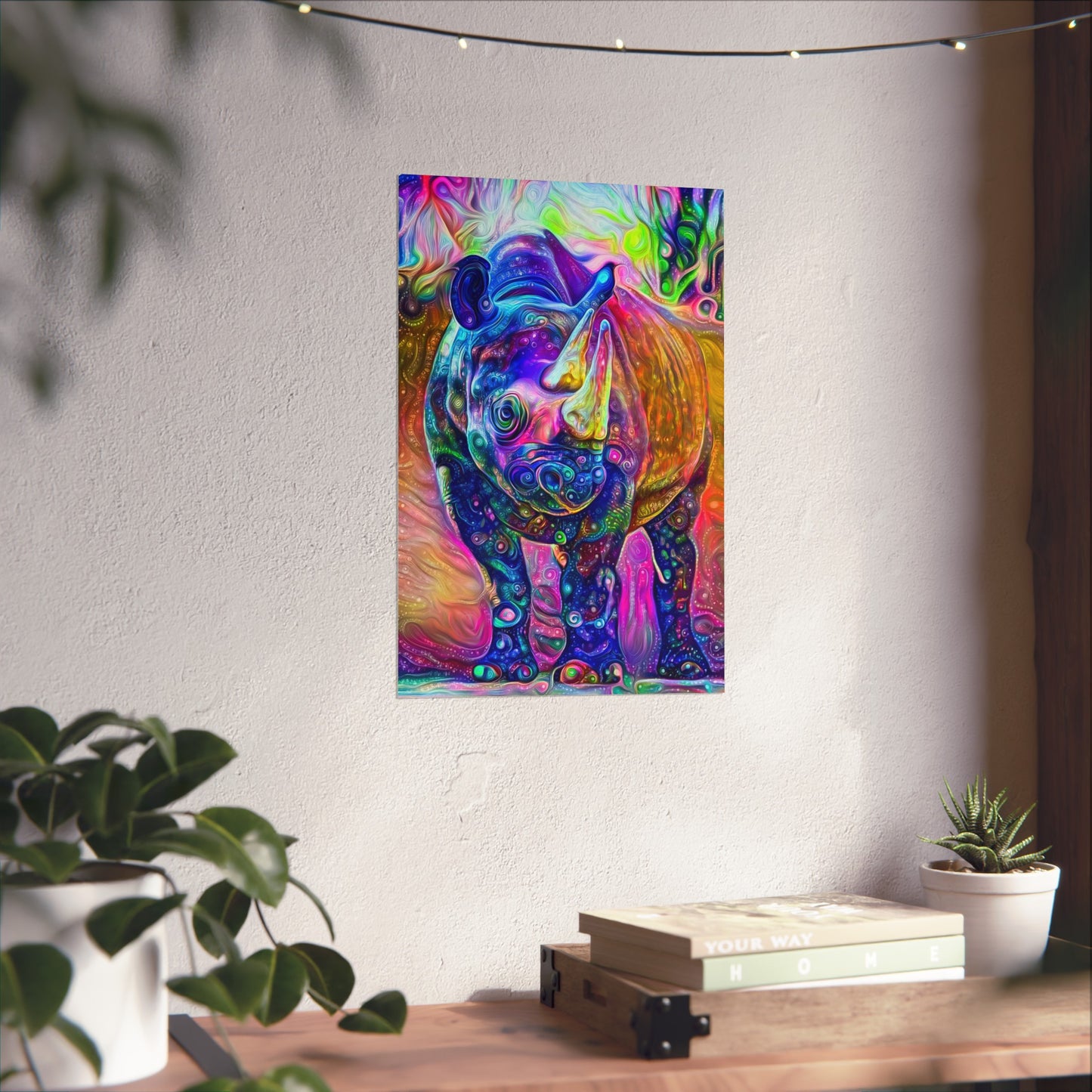 Rad Rainbow Rhino Premium Matte vertical posters