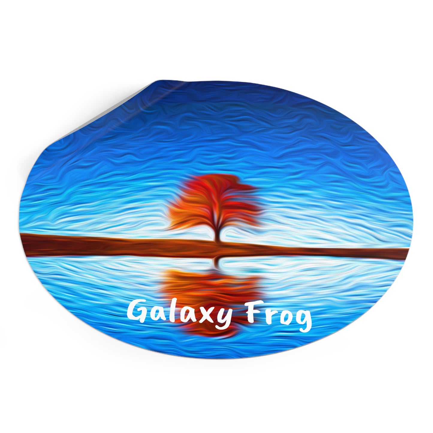 Galaxy Frog Tree Round Vinyl Stickers