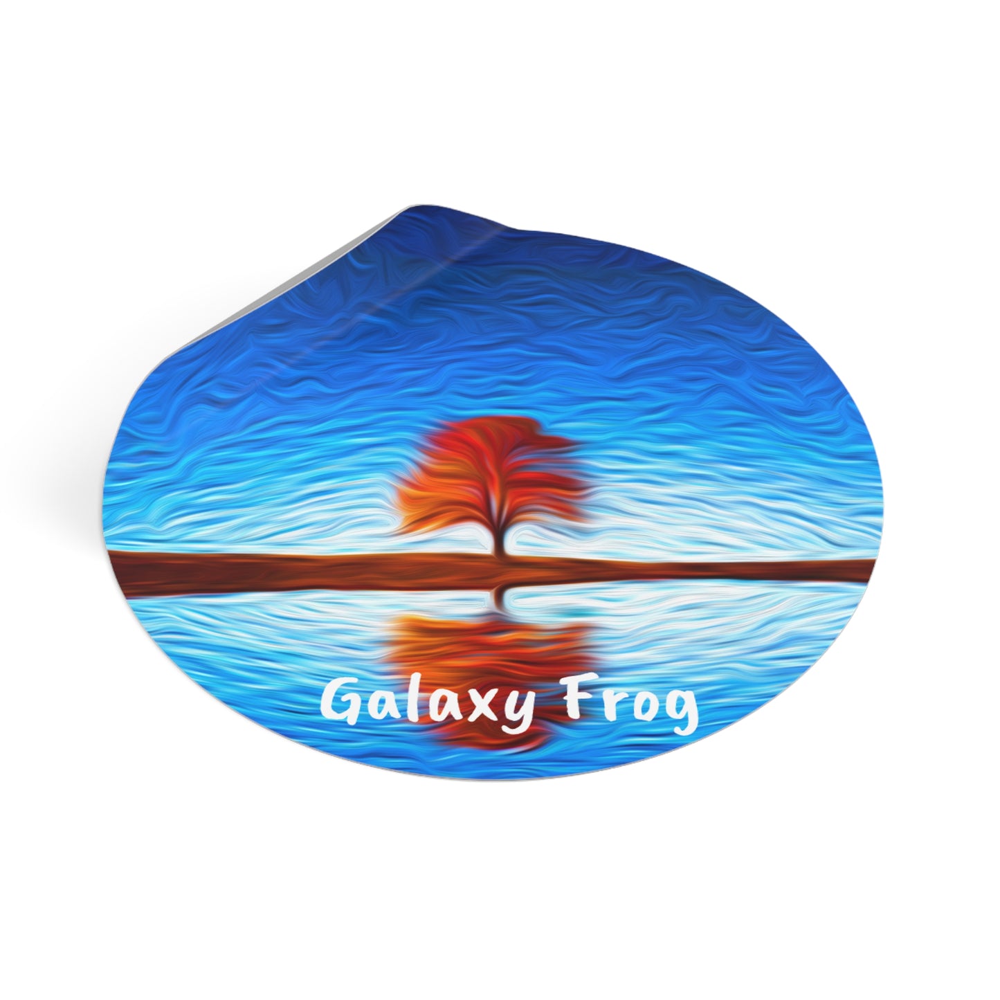 Galaxy Frog Tree Round Vinyl Stickers