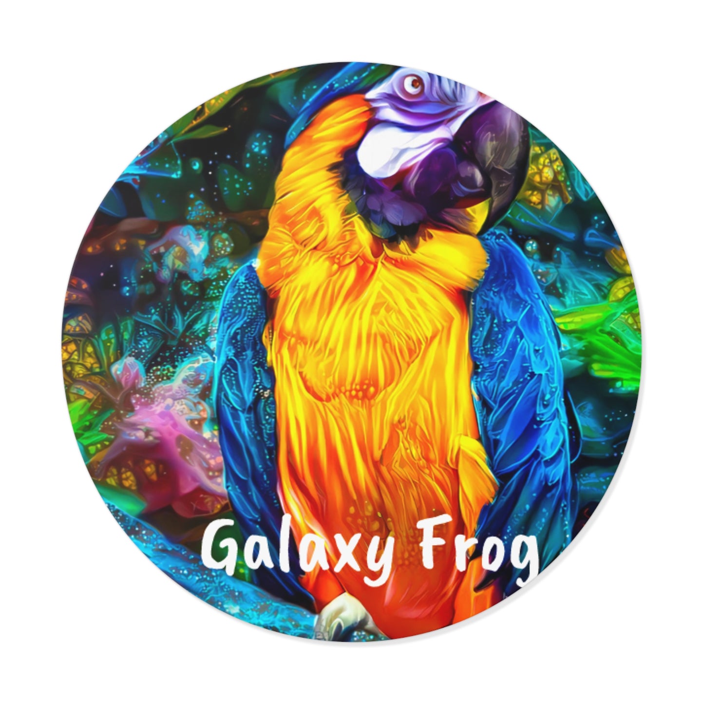 Galaxy Frog Parrot Round Vinyl Stickers