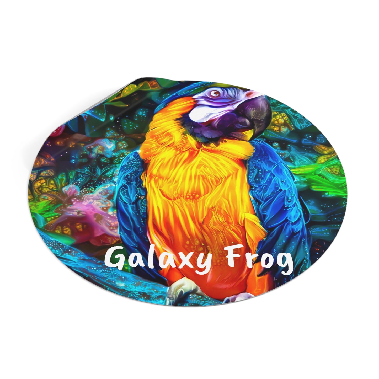 Galaxy Frog Parrot Round Vinyl Stickers