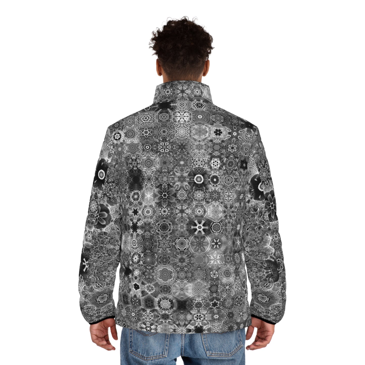 Galaxy Frog Cymatics Men's Puffer Jacket (AOP)