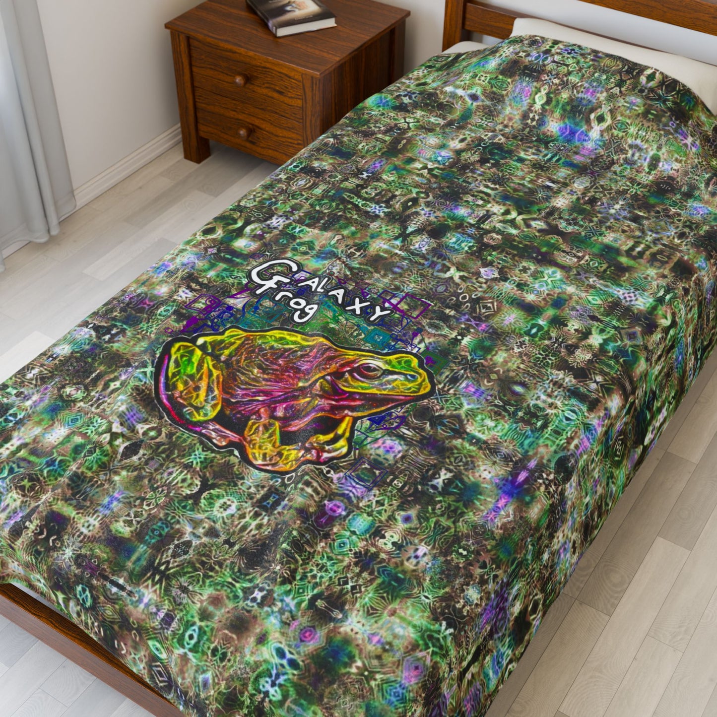 Galaxy Frog Cymatics Velveteen Plush Blanket
