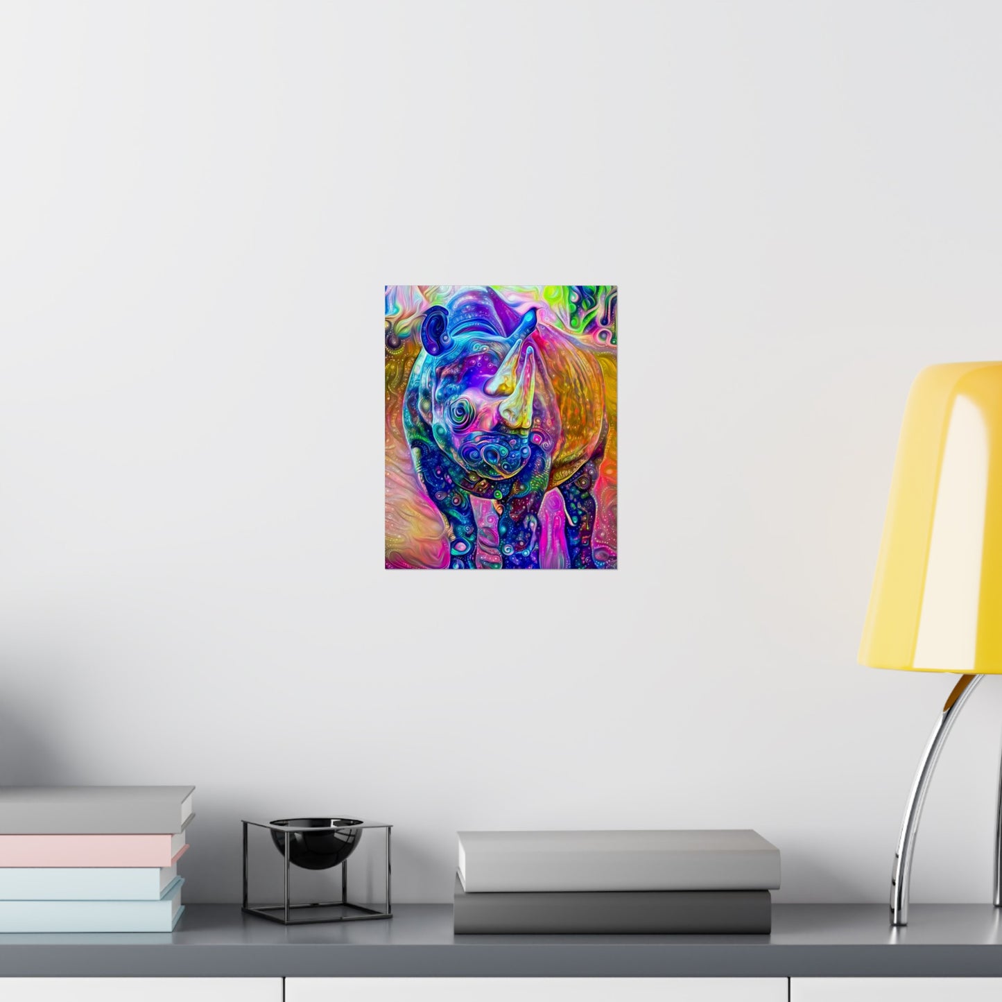 Rad Rainbow Rhino Premium Matte vertical posters