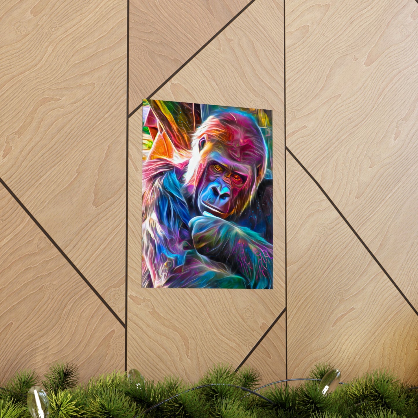 Neon Sunset Gorilla Premium Matte vertical posters