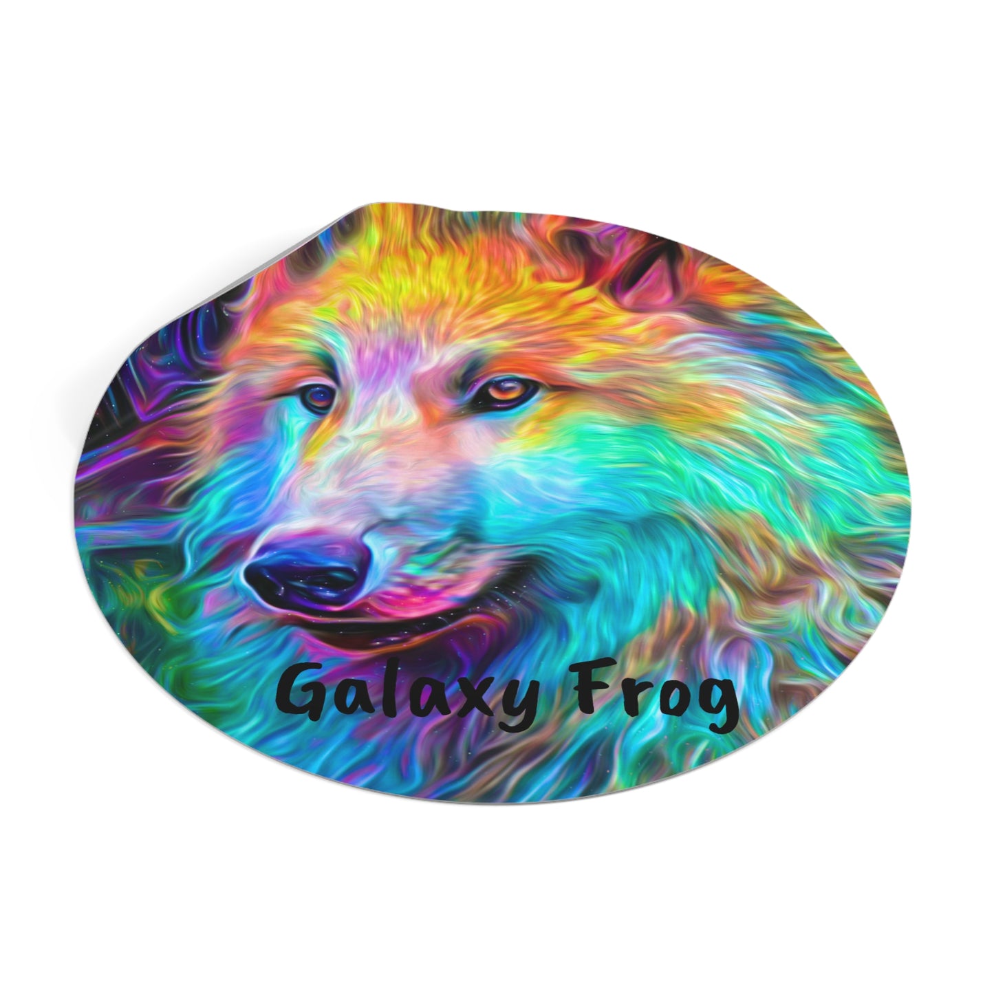 Galaxy Frog Wolf Round Vinyl Stickers