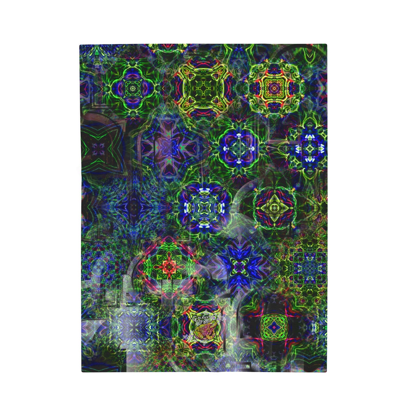 Galaxy Frog Happy and Healthy Cymagic Fractal Kaleidoscape Healing Blanket