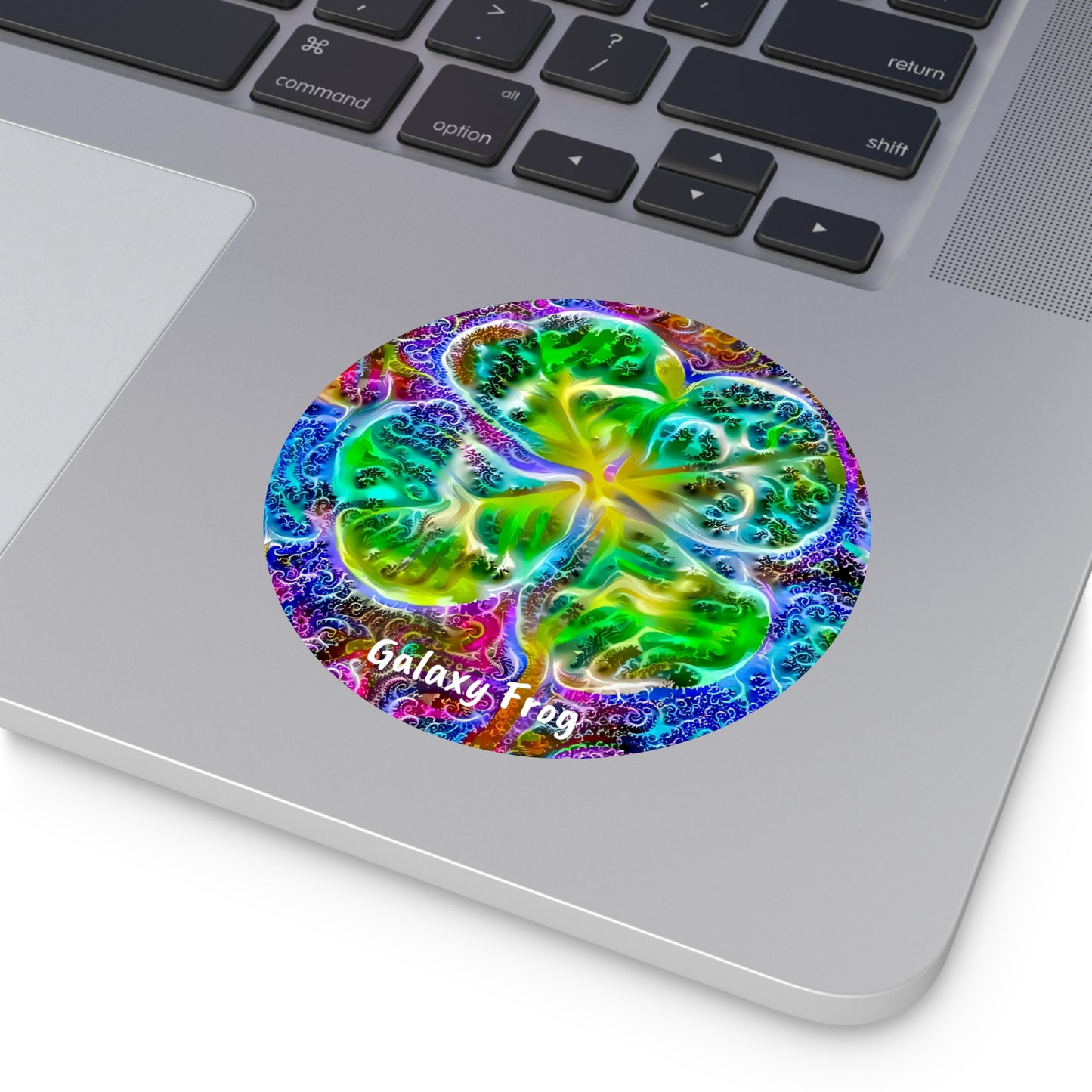 Galaxy Frog Clover Round Vinyl Stickers