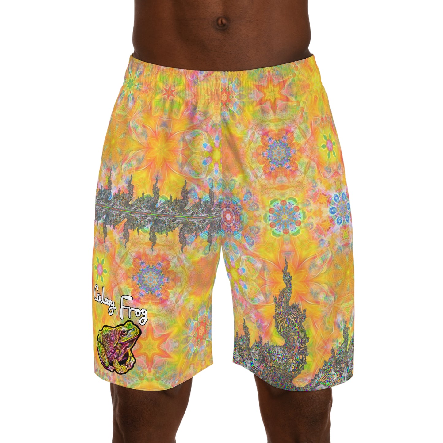 Galaxy Frog Men's Jogger Fractal Cymatics kaleidoscope geometry Shorts (AOP)