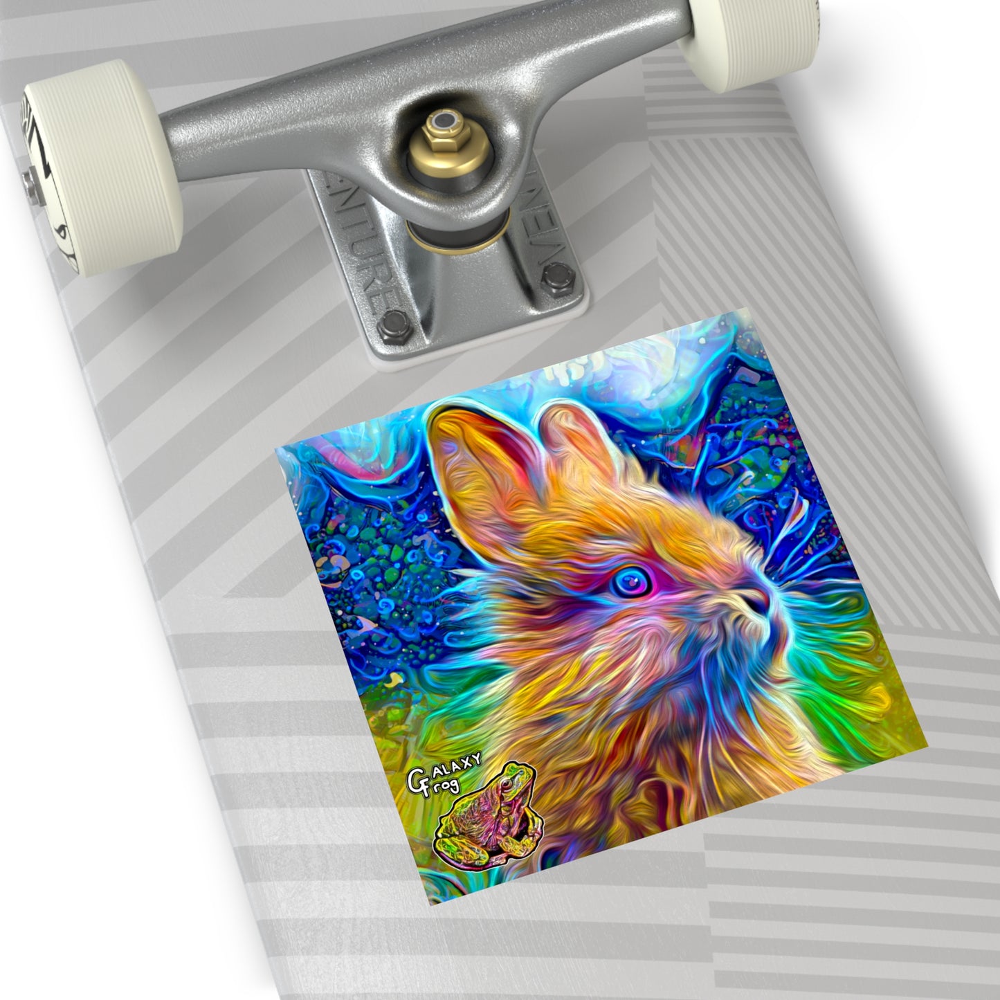 Galaxy Frog Bunny Square Vinyl Stickers