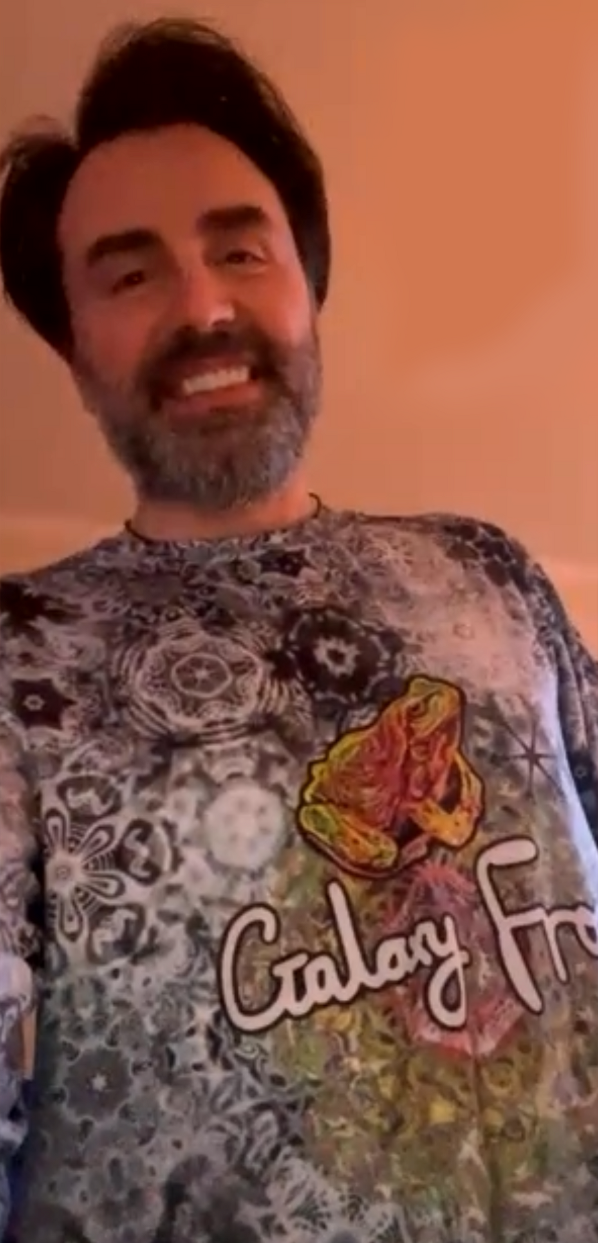 A bearded community member wearing a Galaxy Frog shirt